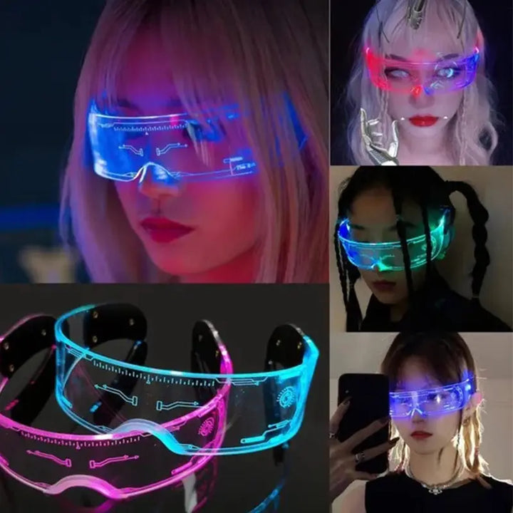 Lunettes LED au design futuriste et élégant | Accessoire lumineux parfait pour les soirées | Lunettes de fête style cyberpunk moderne | Effet néon unique pour briller la nuit | Monture transparente avec éclat lumineux | Lunettes tendance pour festivals et concerts | Élégance futuriste avec un look lumineux | Accessoire original pour un style audacieux | Lunettes avant-gardistes au charme nocturne | Éclat lumineux pour un look spectaculaire